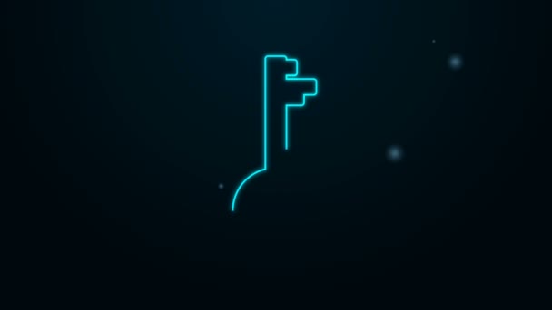 Glowing neon line Old key icon isolated on black background. 4K Video motion graphic animation — Stock Video