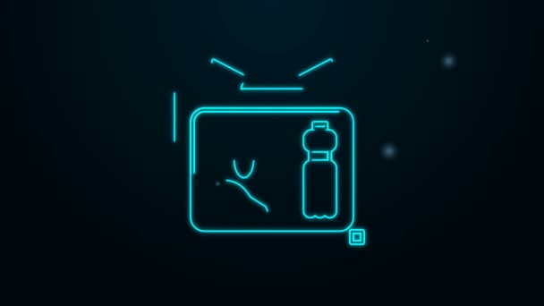 Leuchtende Leuchtschrift Stop Plastik Umweltverschmutzung Symbol isoliert auf schwarzem Hintergrund. Umweltplakat. 4K Video Motion Grafik Animation — Stockvideo