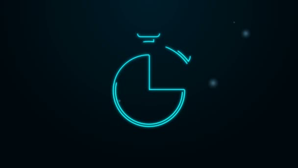 Glowing neon line Kitchen timer icon isolated on black background. Cooking utensil. 4K Video motion graphic animation — Stock Video