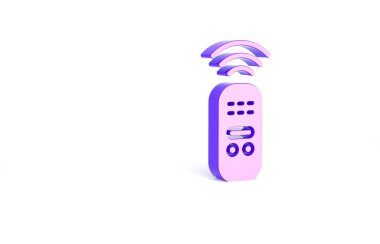 Mor Akıllı uzaktan kumanda sistemi simgesi beyaz arkaplanda izole edildi. İnternet kavramının kablosuz bağlantısı. Minimalizm kavramı. 3d illüstrasyon 3B canlandırma.
