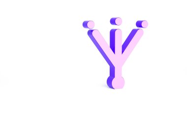 Mor Kuş ayak izi simgesi beyaz arkaplanda izole edildi. Hayvan ayağı. Minimalizm kavramı. 3d illüstrasyon 3B canlandırma.