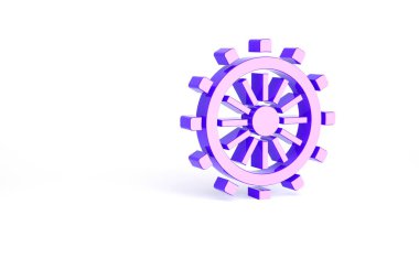 Mor Gemi direksiyon simgesi beyaz arka planda izole edildi. Minimalizm kavramı. 3d illüstrasyon 3B canlandırma.