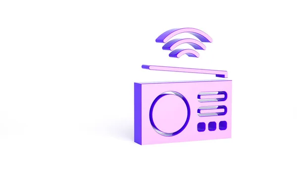 Fioletowy Inteligentny System Radiowy Ikona Izolowana Białym Tle Internet Rzeczy — Zdjęcie stockowe