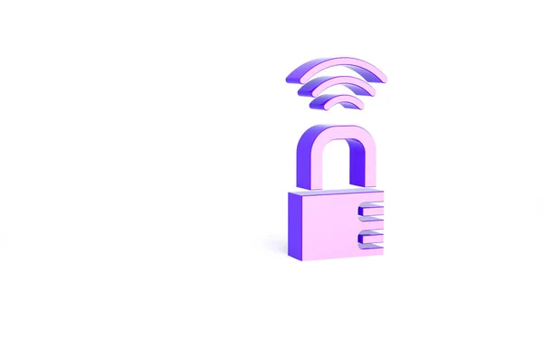 Фиолетовый Smart Безопасной Комбинации Замок Значок Изолирован Белом Фоне Комбинированный — стоковое фото