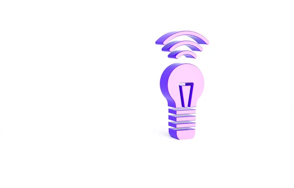 Roxo Ícone Sistema Lâmpada Inteligente Isolado Fundo Branco Símbolo Energia — Fotografia de Stock