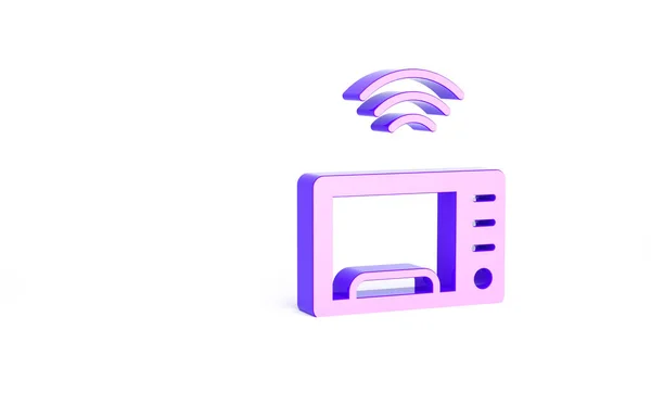 Purple Smart Mikrovlnná Trouba Systém Ikona Izolované Bílém Pozadí Ikona — Stock fotografie