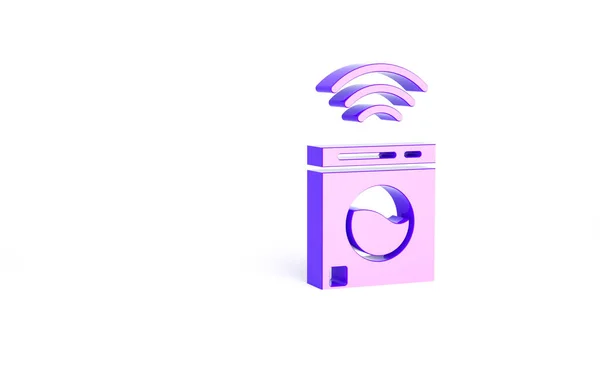 Фіолетова Система Розумної Мийки Ізольована Білому Тлі Піктограма Пральної Машини — стокове фото