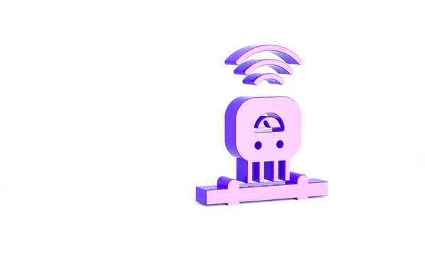 Purple Smart Sensor Systeem Icoon Geïsoleerd Witte Achtergrond Internet Things — Stockfoto