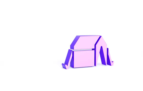 紫色游客帐篷图标孤立在白色背景 露营的象征 最低纲领的概念 3D渲染3D插图 — 图库照片