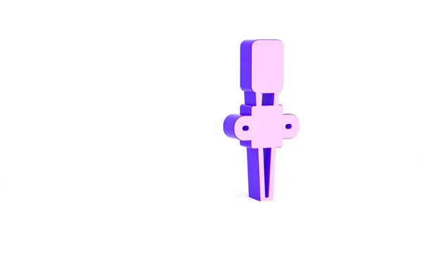 紫色のトーチ炎のアイコンは白い背景に隔離されています 火の熱 炎の力 炎と熱を象徴する 最小限の概念 3Dイラスト3Dレンダリング — ストック写真
