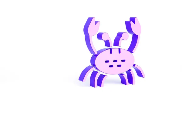 Paarse Krab Pictogram Geïsoleerd Witte Achtergrond Minimalisme Concept Illustratie Renderen — Stockfoto