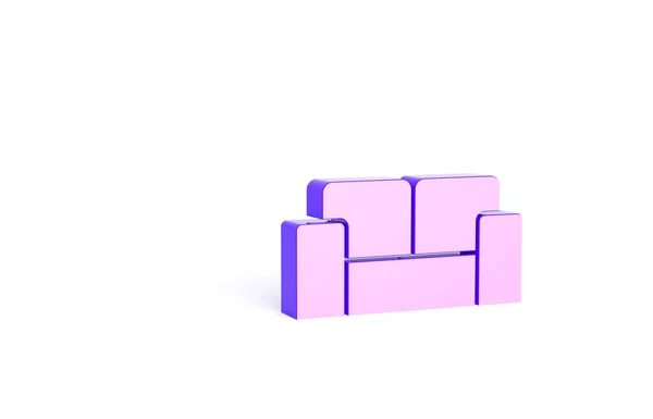 Ikona Purple Sofa Izolované Bílém Pozadí Minimalismus Ilustrace Vykreslení — Stock fotografie