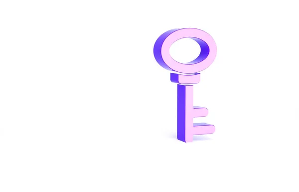 Purple House Key Icon Isolated White Background Minimalism Concept Illustration — Stock Photo, Image