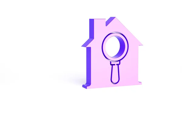 Purple Search House Icoon Geïsoleerd Witte Achtergrond Onroerend Goed Symbool — Stockfoto