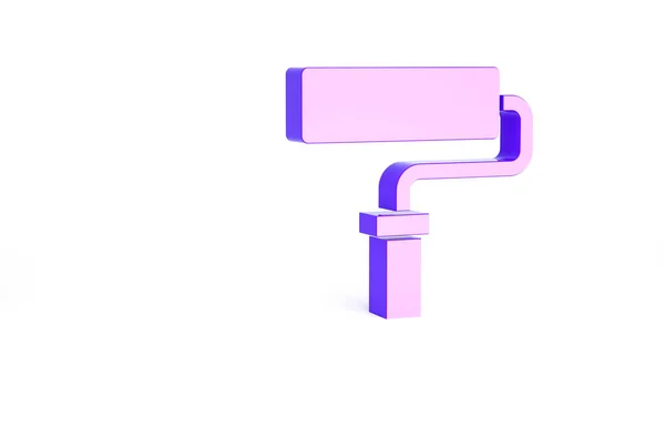 Icône Brosse Rouleaux Violet Isolé Sur Fond Blanc Concept Minimalisme — Photo