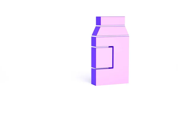 Paquete Papel Púrpura Para Icono Leche Aislado Sobre Fondo Blanco — Foto de Stock