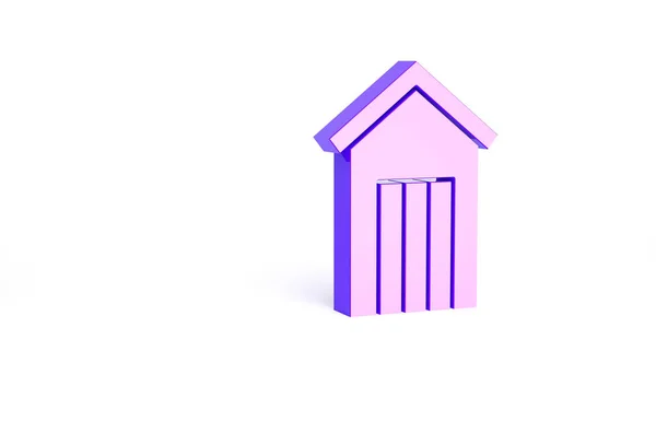 Purple Wooden Outdoor Toilet Icon Isolated White Background Minimalism Concept — Stock Photo, Image