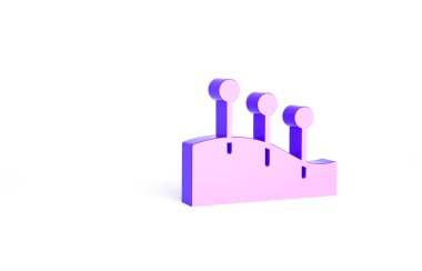 Mor Akupunktur terapisi ikonu beyaz arka planda izole edilmiş. Çin ilacı. Holistik ağrı kontrol tedavileri. Minimalizm kavramı. 3d illüstrasyon 3B canlandırma.