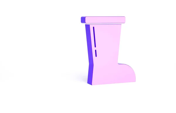 Icono Bota Goma Impermeable Púrpura Aislado Sobre Fondo Blanco Botas — Foto de Stock