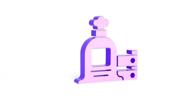 紫色全袋和木制盒子图标隔离在白色背景 最低纲领的概念 3D渲染3D插图 — 图库照片