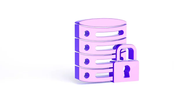 Purple Server Ασφάλεια Κλειστό Εικονίδιο Λουκέτο Απομονώνονται Λευκό Φόντο Ασφάλεια — Φωτογραφία Αρχείου