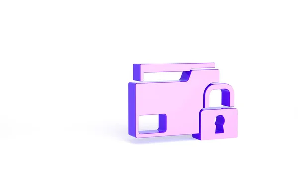 Purple Folder Και Κλειδαριά Εικονίδιο Απομονώνονται Λευκό Φόντο Κλειστός Φάκελος — Φωτογραφία Αρχείου