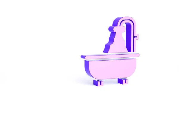 Purple Bathtub Icon Isolated White Background Minimalism Concept Illustration Render — Stock Photo, Image