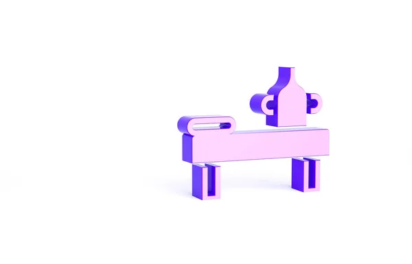 紫色按摩床 用油图标隔离在白色背景上 最低纲领的概念 3D渲染3D插图 — 图库照片