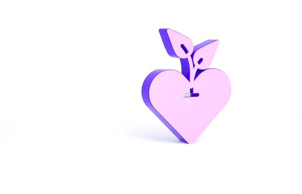 紫色心脏图标孤立在白色背景 医疗和制药标志 最低纲领的概念 3D渲染3D插图 — 图库照片