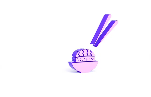 Icono Sushi Púrpura Aislado Sobre Fondo Blanco Comida Tradicional Japonesa — Foto de Stock