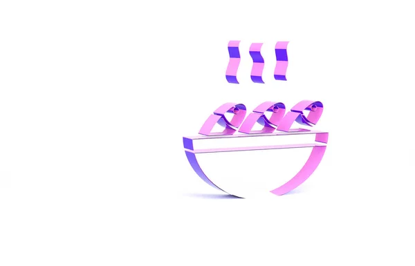 紫色鱼汤图标孤立在白色背景 最低纲领的概念 3D渲染3D插图 — 图库照片