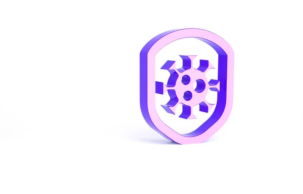 Escudo Púrpura Protegiendo Contra Virus Gérmenes Bacterias Icono Aislado Sobre — Foto de Stock