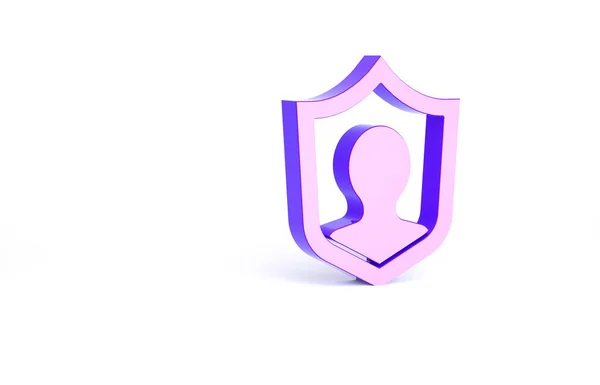 Púrpura Seguro Vida Con Icono Escudo Aislado Sobre Fondo Blanco — Foto de Stock