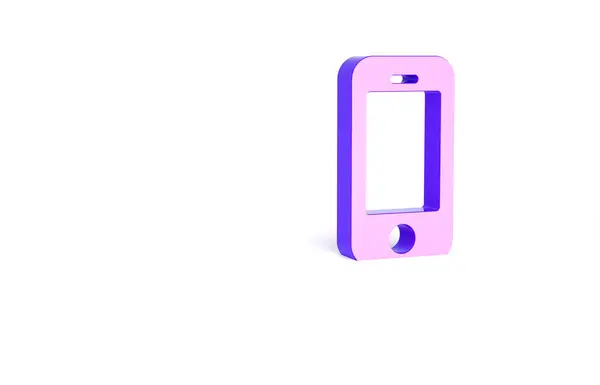 Smartphone Roxo Ícone Telefone Celular Isolado Fundo Branco Conceito Minimalismo — Fotografia de Stock