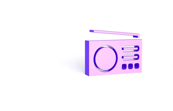 Purple Radio Antenna Icon Isolated White Background Minimalism Concept Illustration — Stock Photo, Image