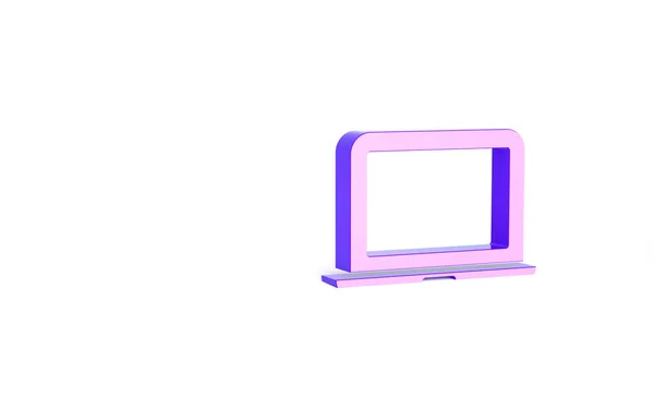 Purple Laptop Icon Isolated White Background Computer Notebook Empty Screen — Stock Photo, Image