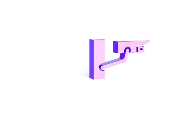 Фиолетовый Значок Камеры Безопасности Изолирован Белом Фоне Концепция Минимализма Рендеринг — стоковое фото