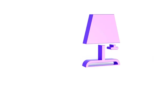 Фиолетовый Значок Настольной Лампы Изолирован Белом Фоне Концепция Минимализма Рендеринг — стоковое фото