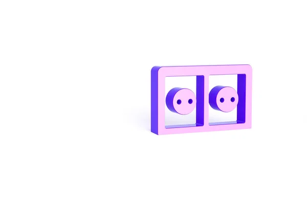 Icono Toma Corriente Eléctrica Púrpura Aislado Sobre Fondo Blanco Toma — Foto de Stock