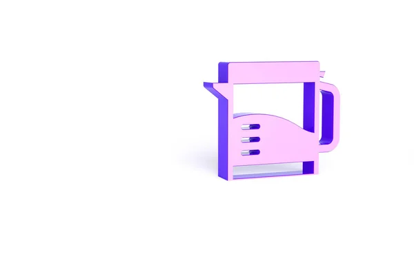 紫色电水壶图标 白色背景隔离 茶壶图标 最低纲领的概念 3D渲染3D插图 — 图库照片