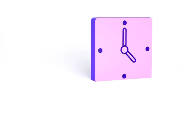 Фиолетовые Часы Значок Изолирован Белом Фоне Символ Времени Концепция Минимализма — стоковое фото
