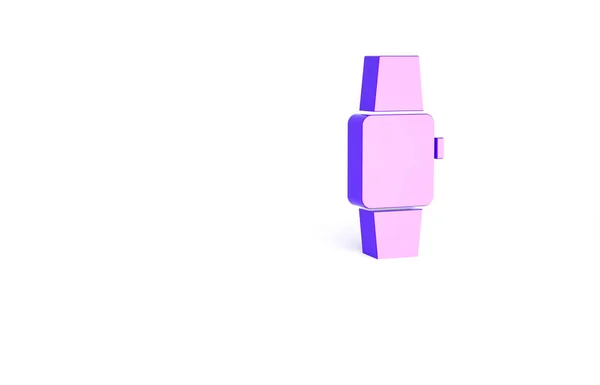 白の背景に隔離されたパープルスマートウォッチアイコン 最小限の概念 3Dイラスト3Dレンダリング — ストック写真