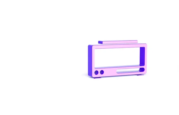 Ícone Despertador Digital Roxo Isolado Fundo Branco Relógio Eletrônico Despertador — Fotografia de Stock