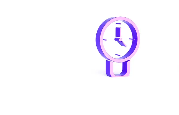 Фиолетовые Часы Значок Изолирован Белом Фоне Символ Времени Концепция Минимализма — стоковое фото