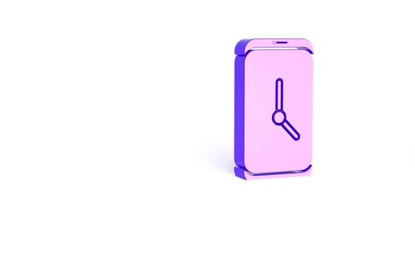 Relógio Alarme Roxo Ícone Interface Smartphone Aplicativo Isolado Fundo Branco — Fotografia de Stock