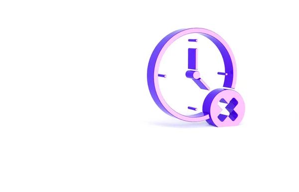 Lila Uhr Löschen Symbol Isoliert Auf Weißem Hintergrund Zeitsymbol Minimalismus — Stockfoto