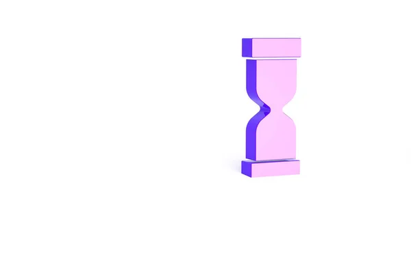 Purple Old Hourglass Flowing Sand Icon Isolated White Background Sand — Stock Photo, Image