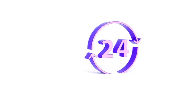 Purple Clock Hours Icon Isolated White Background All Day Cyclic — Stock Photo, Image