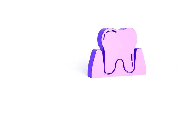 Purple Tooth icon isolated on white background. Tooth symbol for dentistry clinic or dentist medical center and toothpaste package. Minimalism concept. 3d illustration 3D render.