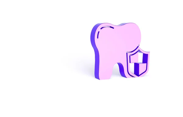 Icona Protezione Dentale Viola Isolata Sfondo Bianco Dente Sul Logo — Foto Stock